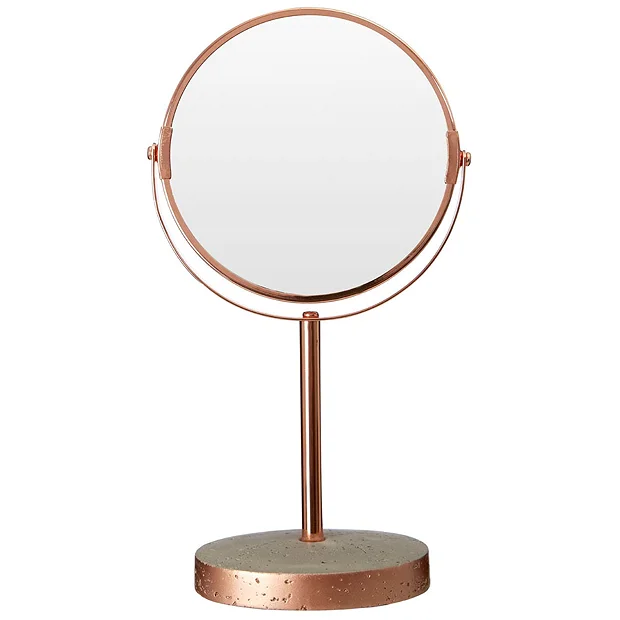 Victorian Plumbing Neptune Round Swivel Bathroom Mirror - Concrete & Copper 2 Victorian Plumbing Neptune Round Swivel Bathroom Mirror - Concrete & Copper - Image 2