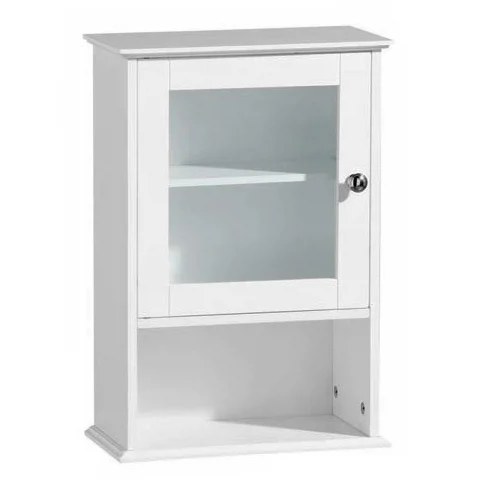 Victorian Plumbing White Wood Wall Cabinet With Single Glass Door 1 Victorian Plumbing White Wood Wall Cabinet With Single Glass Door