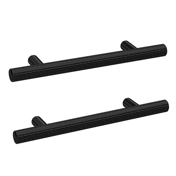 2 X Arezzo Industrial Style Knurled 'T' Bar Matt Black Handles (96mm Centres) 1 2 X Arezzo Industrial Style Knurled 'T' Bar Matt Black Handles (96mm Centres)