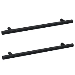 2 X Arezzo Industrial Style Knurled 'T' Bar Matt Black Handles (192mm Centres)
