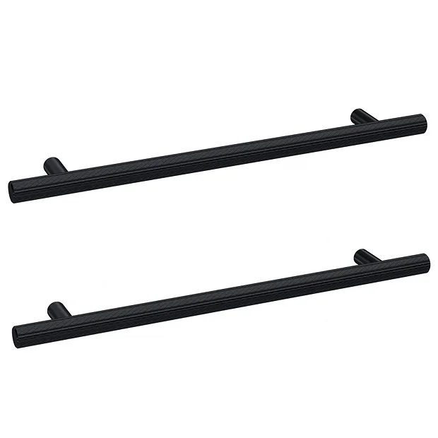 2 X Arezzo Industrial Style Knurled 'T' Bar Matt Black Handles (192mm Centres) 1 2 X Arezzo Industrial Style Knurled 'T' Bar Matt Black Handles (192mm Centres)
