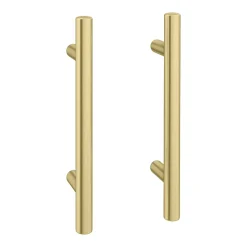 Victorian Plumbing 2 X Round 'T' Bar Brushed Brass Additional Handles - L155mm (96mm Centres)