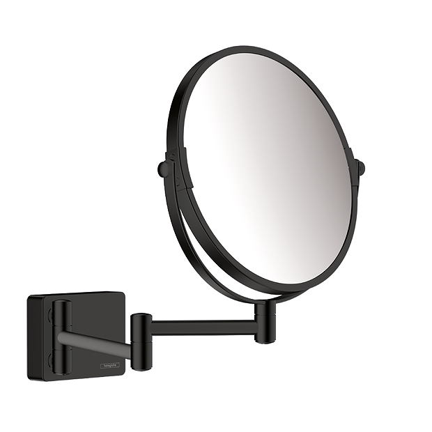 Hansgrohe AddStoris Matt Black Shaving Mirror With 3x Magnification 2 Hansgrohe AddStoris Matt Black Shaving Mirror With 3x Magnification - Image 2