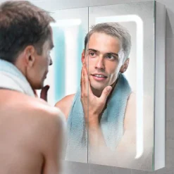 HIB Stratus 60 LED Demisting Aluminium Mirror Cabinet