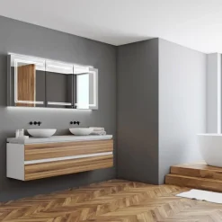 HIB Edge 120 LED Illuminated Aluminium Mirror Cabinet