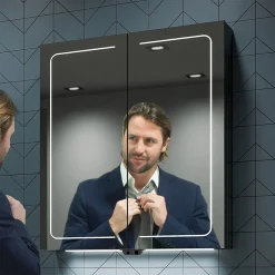 HIB Vapor 60 LED Illuminated Aluminium Mirror Cabinet