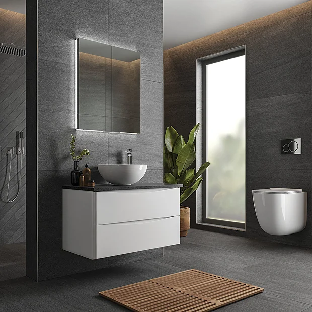 HIB Atrium 60 Semi-Recessed LED Aluminium Mirror Cabinet 1 HIB Atrium 60 Semi-Recessed LED Aluminium Mirror Cabinet