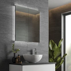 Alternative view of HIB Atrium 60 Semi-Recessed LED Aluminium Mirror Cabinet