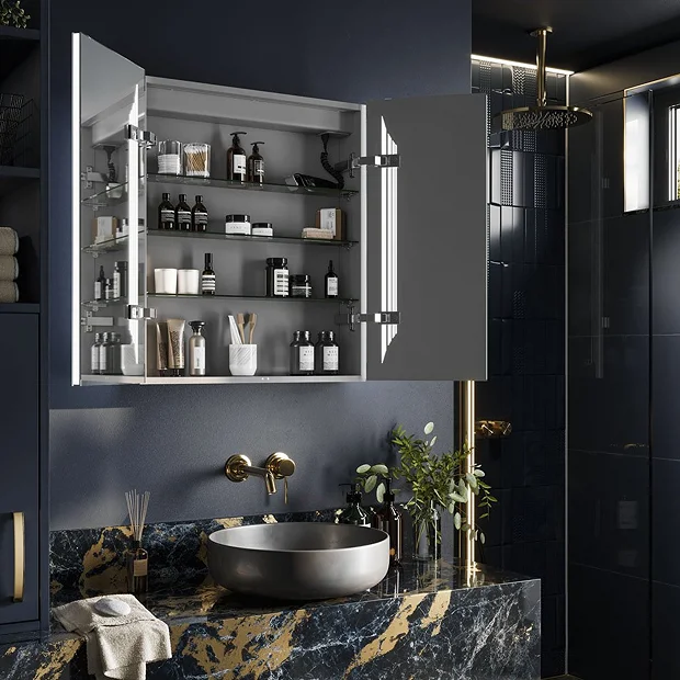 HIB Dimension 60 Bluetooth LED Illuminated Aluminium Mirror Cabinet 4 HIB Dimension 60 Bluetooth LED Illuminated Aluminium Mirror Cabinet - Image 4