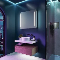 HIB Dimension 80 Bluetooth LED Illuminated Aluminium Mirror Cabinet