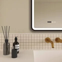 Arezzo Matt Black 500 X 700mm Rectangular LED Illuminated Anti-Fog Bathroom Mirror With Time Display 8 Arezzo Matt Black 500 X 700mm Rectangular LED Illuminated Anti-Fog Bathroom Mirror With Time Display -Default Template 3 arzim01mb d2