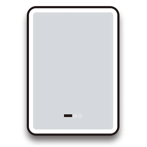 Arezzo Matt Black 500 X 700mm Rectangular LED Illuminated Anti-Fog Bathroom Mirror With Time Display 5 Arezzo Matt Black 500 X 700mm Rectangular LED Illuminated Anti-Fog Bathroom Mirror With Time Display - Image 5