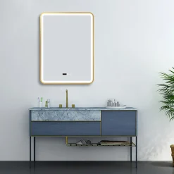 Arezzo Brushed Brass 600 X 800mm Rectangular LED Illuminated Anti-Fog Bathroom Mirror With Time Display 11 Arezzo Brushed Brass 600 X 800mm Rectangular LED Illuminated Anti-Fog Bathroom Mirror With Time Display -Default Template 3 arzim02bb d4