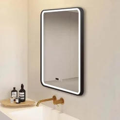 Arezzo Matt Black 600 X 800mm Rectangular LED Illuminated Anti-Fog Bathroom Mirror With Time Display 7 Arezzo Matt Black 600 X 800mm Rectangular LED Illuminated Anti-Fog Bathroom Mirror With Time Display -Default Template 3 arzim02mb d1