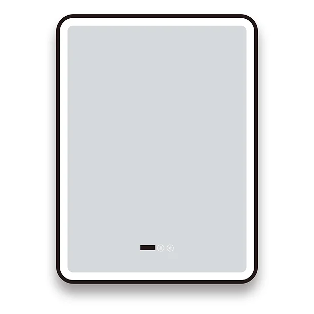 Arezzo Matt Black 600 X 800mm Rectangular LED Illuminated Anti-Fog Bathroom Mirror With Time Display 5 Arezzo Matt Black 600 X 800mm Rectangular LED Illuminated Anti-Fog Bathroom Mirror With Time Display - Image 5