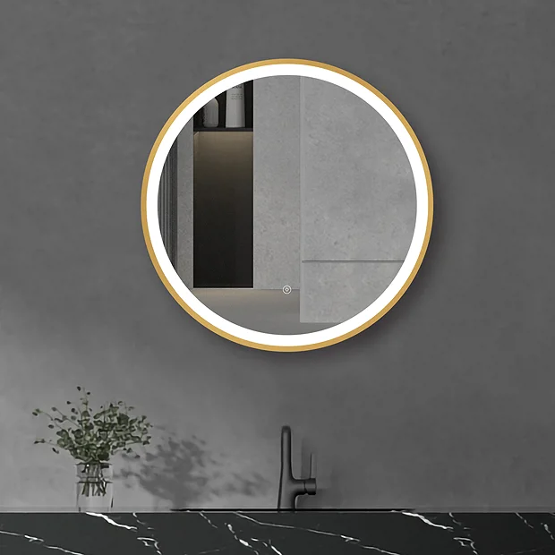 Arezzo Brushed Brass 600mm Round LED Illuminated Anti-Fog Bathroom Mirror 5 Arezzo Brushed Brass 600mm Round LED Illuminated Anti-Fog Bathroom Mirror - Image 5