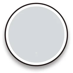 Arezzo Matt Black 600mm Round LED Illuminated Anti-Fog Bathroom Mirror