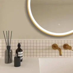Arezzo Brushed Brass 700mm Round LED Illuminated Anti-Fog Bathroom Mirror -Default Template 3 arzim09bb d1