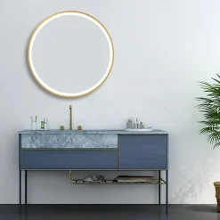 Arezzo Brushed Brass 700mm Round LED Illuminated Anti-Fog Bathroom Mirror -Default Template 3 arzim09bb d3