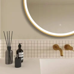Arezzo Brushed Brass 800mm Round LED Illuminated Anti-Fog Bathroom Mirror -Default Template 3 arzim10bb d2