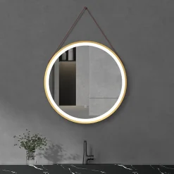 Arezzo Brushed Brass Hanging 600mm Round LED Illuminated Anti-Fog Bathroom Mirror -Default Template 3 arzim11bb d2