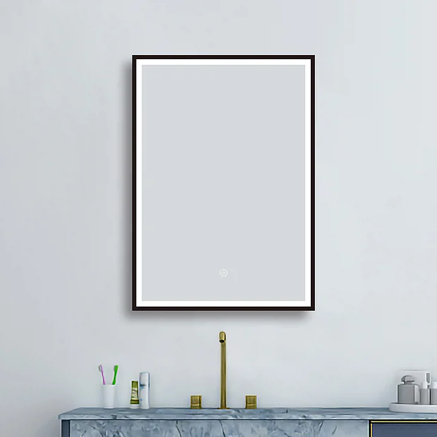 Arezzo Matt Black 500 X 700mm Rectangular LED Illuminated Anti-Fog Bathroom Mirror 4 Arezzo Matt Black 500 X 700mm Rectangular LED Illuminated Anti-Fog Bathroom Mirror - Image 4