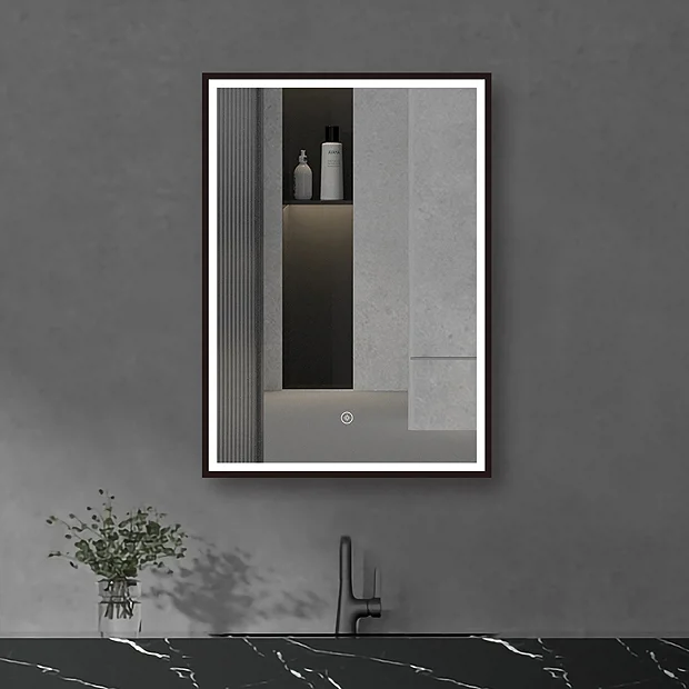 Arezzo Matt Black 500 X 700mm Rectangular LED Illuminated Anti-Fog Bathroom Mirror 2 Arezzo Matt Black 500 X 700mm Rectangular LED Illuminated Anti-Fog Bathroom Mirror - Image 2