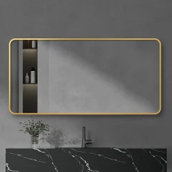 Arezzo Brushed Brass Framed Bathroom Mirror - 1400 X 700mm -Default Template 3 az147cvbb d2