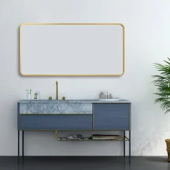 Arezzo Brushed Brass Framed Bathroom Mirror - 1400 X 700mm