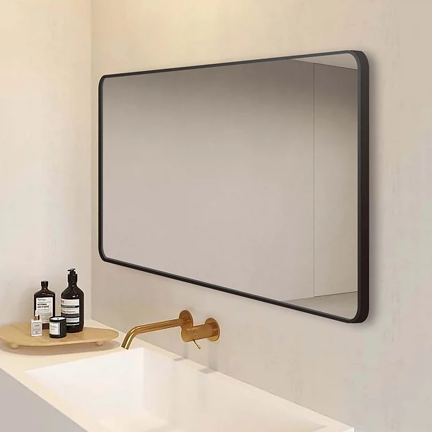 Arezzo Matt Black Framed Bathroom Mirror - 1400 X 700mm 4 Arezzo Matt Black Framed Bathroom Mirror - 1400 X 700mm - Image 4