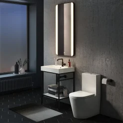 Arezzo Matt Black 600 X 1200mm Rectangular LED Illuminated Anti-Fog Bathroom Mirror