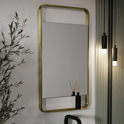 Arezzo Brushed Brass 550 X 1000mm Mirror With Shelf 5 Arezzo Brushed Brass 550 X 1000mm Mirror With Shelf -Default Template 3 az55100bb d1