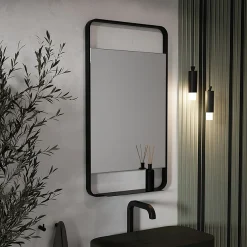 Arezzo Matt Black 550 X 1000mm Mirror With Shelf 6 Arezzo Matt Black 550 X 1000mm Mirror With Shelf -Default Template 3 az55100mb d1