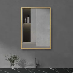 Arezzo Brushed Brass Square Edge 700 X 500 Mirror