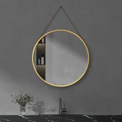 Arezzo Brushed Brass Hanging 600mm Round Bathroom Mirror -Default Template 3 az6hmbb d2