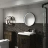 Arezzo Matt Black 600mm Round LED Illuminated Bathroom Mirror With Infrared Sensor & Anti-Fog