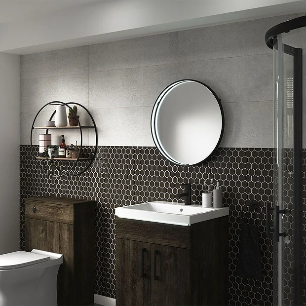 Arezzo Matt Black 600mm Round LED Illuminated Bathroom Mirror With Infrared Sensor & Anti-Fog 1 Arezzo Matt Black 600mm Round LED Illuminated Bathroom Mirror With Infrared Sensor & Anti-Fog