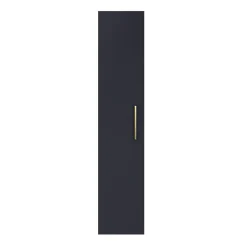 Arezzo Matt Blue Wall Hung Tall Storage Cabinet With Brushed Brass Handle -Default Template 3 azb14whcbb nd1