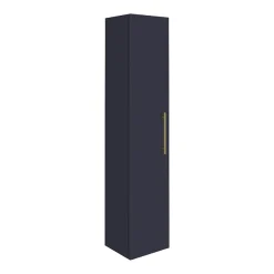 Alternative view of Arezzo Wall Hung Tall Storage Cabinet - Matt Blue - With Industrial Style Brushed Brass Handle