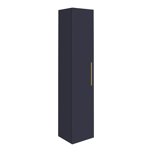 Arezzo Wall Hung Tall Storage Cabinet - Matt Blue - With Industrial Style Brushed Brass Handle 2 Arezzo Wall Hung Tall Storage Cabinet - Matt Blue - With Industrial Style Brushed Brass Handle - Image 2