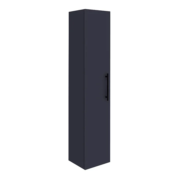Arezzo Wall Hung Tall Storage Cabinet - Matt Blue - With Industrial Style Black Handle 2 Arezzo Wall Hung Tall Storage Cabinet - Matt Blue - With Industrial Style Black Handle - Image 2