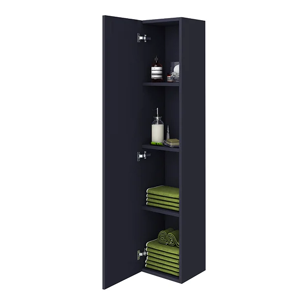 Arezzo Wall Hung Tall Storage Cabinet - Matt Blue - With Industrial Style Chrome Handle 1 Arezzo Wall Hung Tall Storage Cabinet - Matt Blue - With Industrial Style Chrome Handle