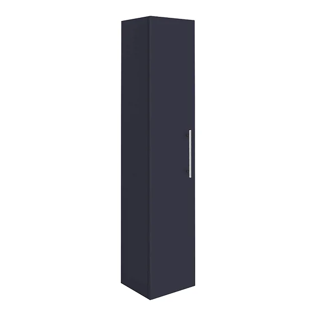 Arezzo Wall Hung Tall Storage Cabinet - Matt Blue - With Industrial Style Chrome Handle 2 Arezzo Wall Hung Tall Storage Cabinet - Matt Blue - With Industrial Style Chrome Handle - Image 2