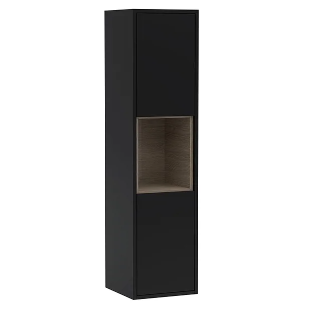 Arezzo Senza 1400mm Matt Black / Vicenza Oak Wall Hung Tall Unit 2 Arezzo Senza 1400mm Matt Black / Vicenza Oak Wall Hung Tall Unit - Image 2