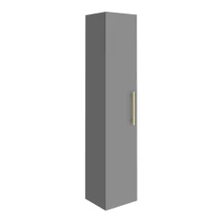 Alternative view of Arezzo Wall Hung Tall Storage Cabinet - Matt Grey - With Industrial Style Brushed Brass Handle