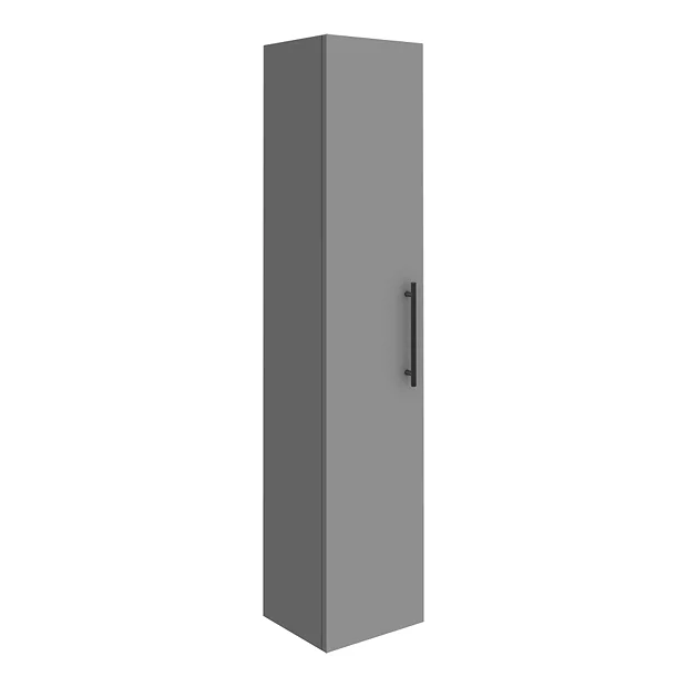 Arezzo Wall Hung Tall Storage Cabinet - Matt Grey - With Industrial Style Matt Black Handle 2 Arezzo Wall Hung Tall Storage Cabinet - Matt Grey - With Industrial Style Matt Black Handle - Image 2