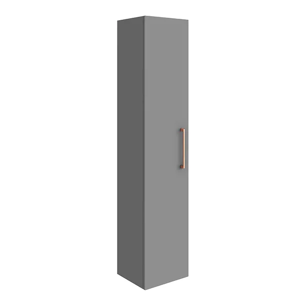 Arezzo Matt Grey Wall Hung Tall Storage Cabinet With Rose Gold Handle 2 Arezzo Matt Grey Wall Hung Tall Storage Cabinet With Rose Gold Handle - Image 2