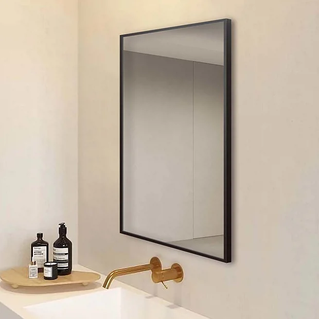 Arezzo Matt Black Square Edge Framed Bathroom Mirror - 800 X 600mm 1 Arezzo Matt Black Square Edge Framed Bathroom Mirror - 800 X 600mm