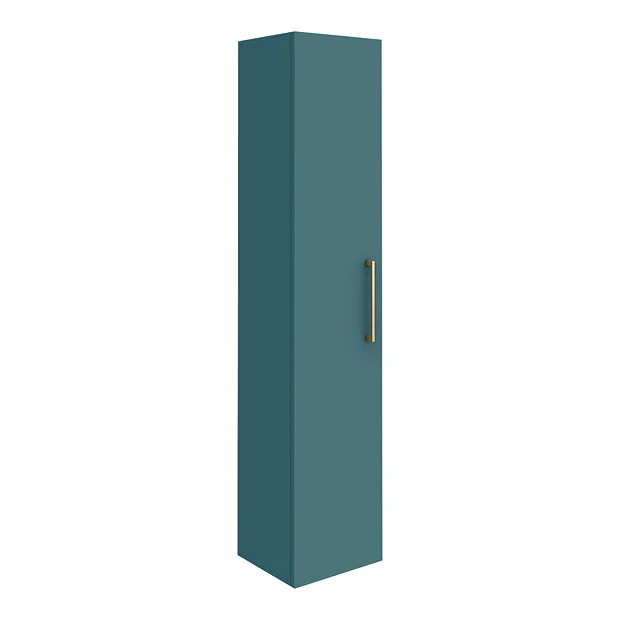 Arezzo Matt Green Wall Hung Tall Storage Cabinet With Brushed Brass Handle 1 Arezzo Matt Green Wall Hung Tall Storage Cabinet With Brushed Brass Handle