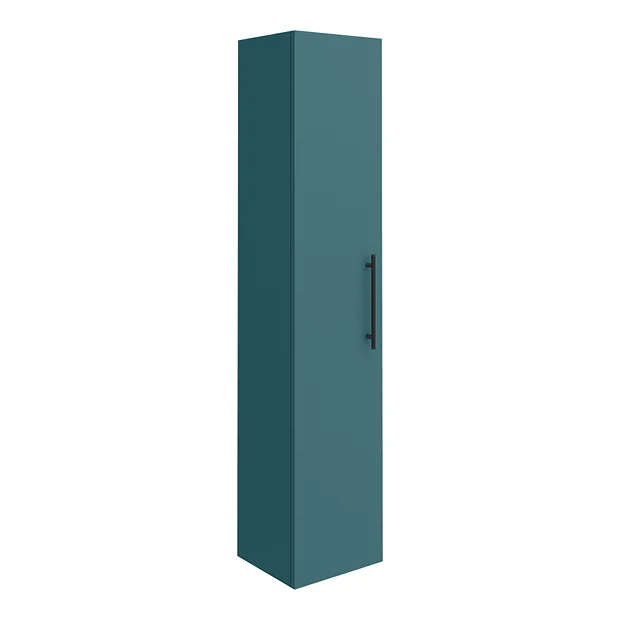 Arezzo Wall Hung Tall Storage Cabinet - Matt Teal Green - With Industrial Style Matt Black Handle 2 Arezzo Wall Hung Tall Storage Cabinet - Matt Teal Green - With Industrial Style Matt Black Handle - Image 2